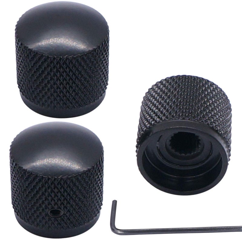 Taiss/3pcs Black Metal Dome Knobs Electric Guitar Volume Tone Control Knobs, Metal Volume Tone Knob,Suitable for 6mm Shaft ï¼Œwith Inner Hexagon Spanner Knob-10BK - Image 1